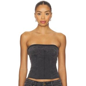 Lioness Sweetness Strapless Top in Washed Onyx